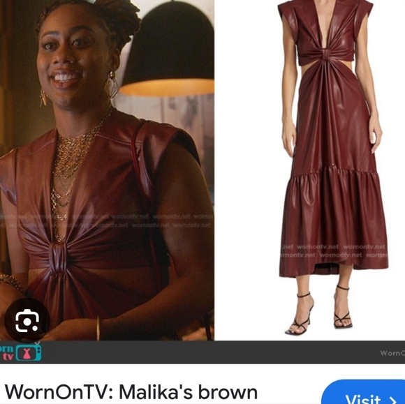 A.L.C Alexandria Cutout Vegan Leather Midi Dress Cranberry Size 4 - Picture 9 of 9